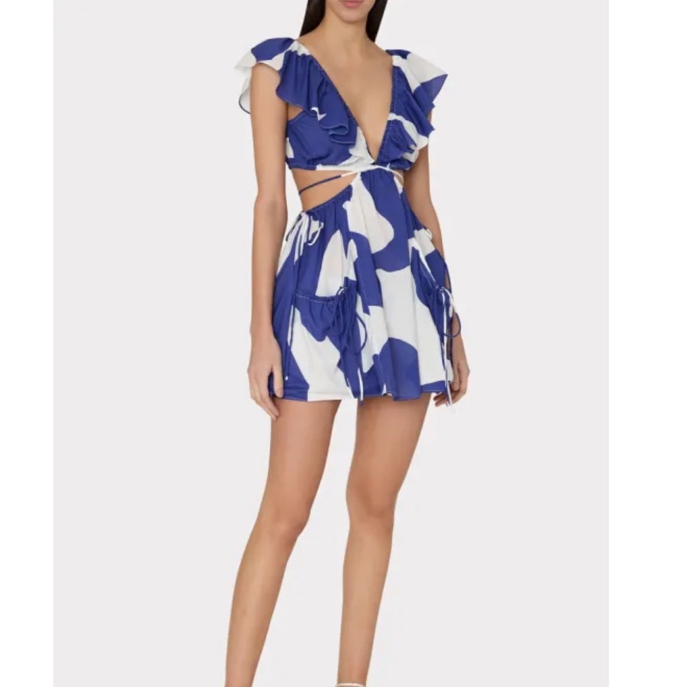 Milly Delilah Grand Foliage Mini Dress Size M Women Pockets V Neck Resortwear